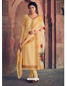 Light Yellow Readymade Latest Designer Party Wear Straight Salwar Suit