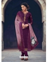 Purple Readymade Latest Designer Party Wear Straight Salwar Suit