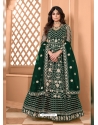 Dark Green Bridal Designer Party Wear Soft Net Anarkali Suit