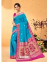 Blue Designer Party Wear Art Soft Silk Sari