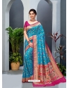 Blue Designer Party Wear Art Soft Silk Sari