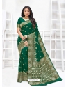 Dark Green Designer Party Wear Art Soft Silk Sari