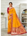 Yellow Designer Party Wear Art Soft Silk Sari