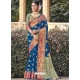 Dark Blue Designer Party Wear Silk Sari
