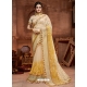 Cream Designer Party Wear Net Sari