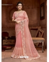 Pink Designer Party Wear Net Sari