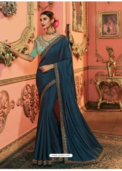 Navy Blue Latest Designer Party Wear Sari