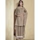 Taupe Embroidered Designer Heavy Foux Georgette Sharara Suit