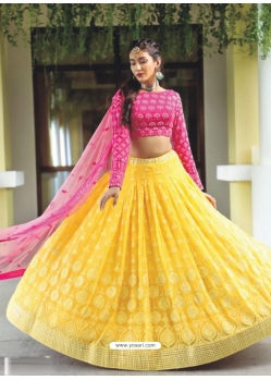 Yellow Scintillating Designer Heavy Wedding Lehenga Choli
