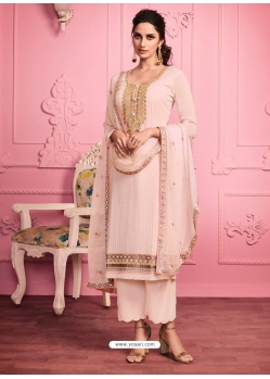 Baby Pink Embroidered Designer Alizeh Gerogette Straight Salwar Suit