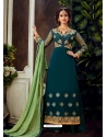 Teal Blue Designer Party Wear Pure Georgette Palazzo Suit