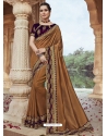 Brown Designer Party Wear Silk Sari