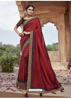 Maroon Designer Party Wear Silk Sari