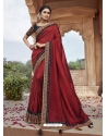 Maroon Designer Party Wear Silk Sari