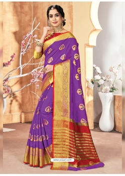 Violet Designer Party Wear Silk Sari