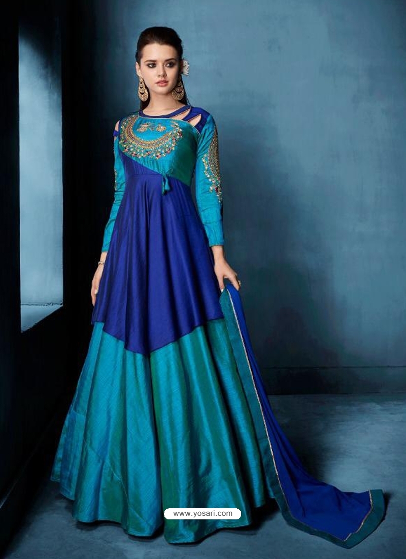 Buy Blue Readymade Designer Party Wear Dress | Gowns