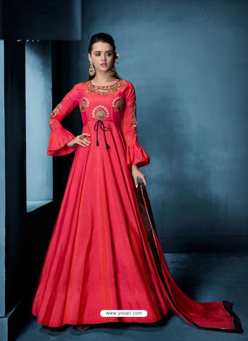 Buy Designer Sarees Salwar Kameez Kurtis  Tunic and Lehenga  CholiStatuesque Dark Peach Readymade Gown