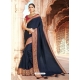 Navy Blue Designer Party Wear Dola Silk Sari
