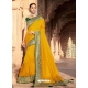 Yellow Designer Party Wear Dola Silk Sari