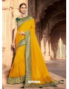 Yellow Designer Party Wear Dola Silk Sari