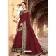 Maroon Designer Party Wear Dola Silk Sari