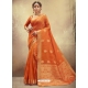 Orange Designer Party Wear Cotton Sari