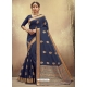 Navy Blue Designer Party Wear Cotton Sari