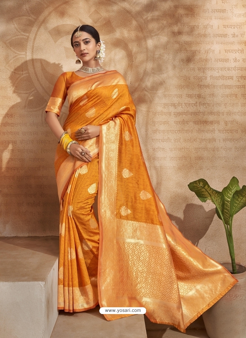 Mustard Designer Classic Wear Art Silk Sari