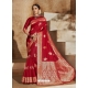 Tomato Red Designer Classic Wear Art Silk Sari