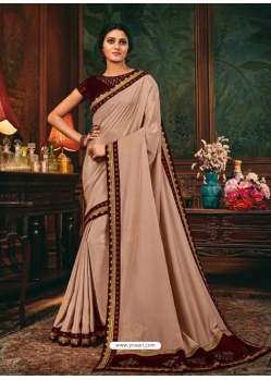Dusty Pink Designer Party Wear Fancy Silk Sari