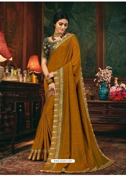 Marigold Designer Party Wear Fancy Silk Sari