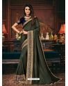Dark Grey Designer Party Wear Fancy Silk Sari