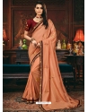 Light Orange Designer Party Wear Fancy Silk Sari
