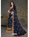 Navy Blue Designer Classic Wear Art Silk Sari