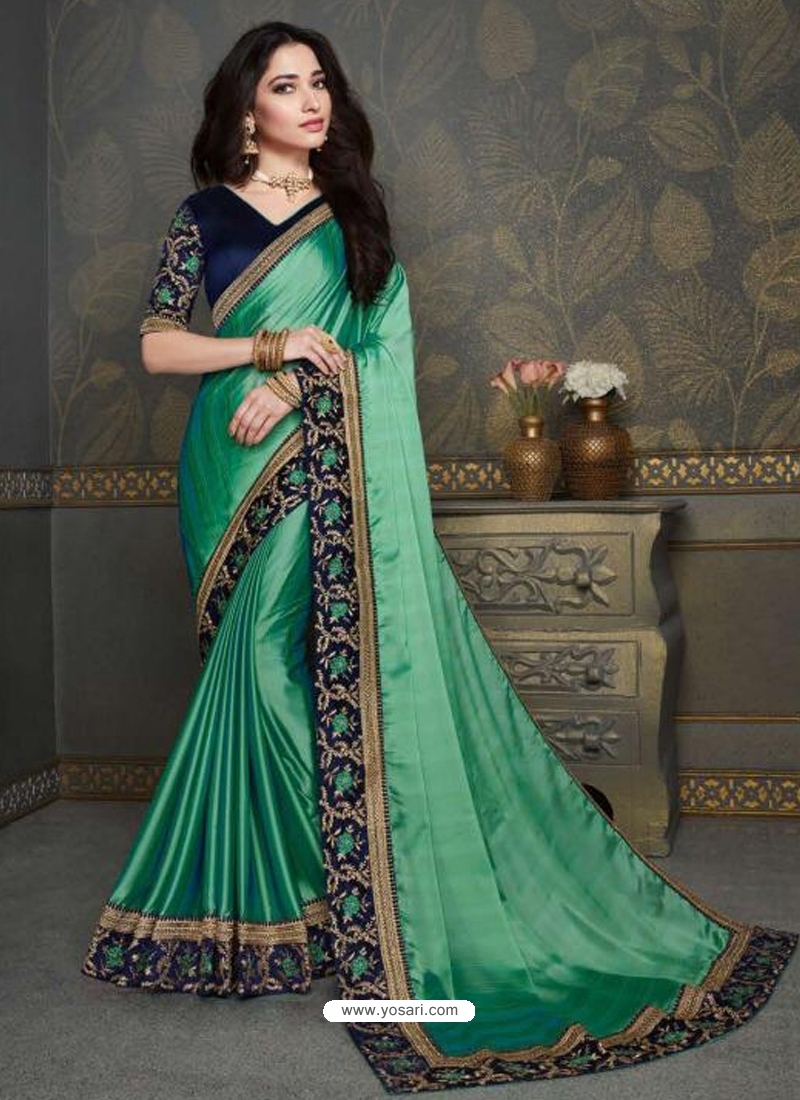 Aqua Mint Designer Classic Wear Art Silk Sari