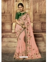 Peach Latest Designer Wedding Wear Sari