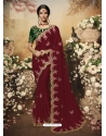 Maroon Latest Designer Wedding Wear Sari