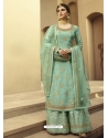 Sky Blue Designer Party Wear Palazzo Pakistani Suit