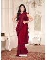 Maroon Designer Party Wear Imported Lycra Sari