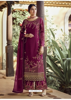 Medium Violet Designer Party Wear Palazzo Pakistani Suit