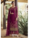 Medium Violet Designer Party Wear Palazzo Pakistani Suit