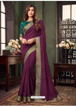 Purple Designer Party Wear Fancy Fabric Sari