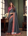 Grey Designer Party Wear Fancy Fabric Sari