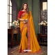 Mustard Designer Party Wear Fancy Fabric Sari