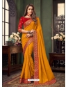 Mustard Designer Party Wear Fancy Fabric Sari