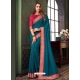Teal Blue Designer Party Wear Fancy Fabric Sari