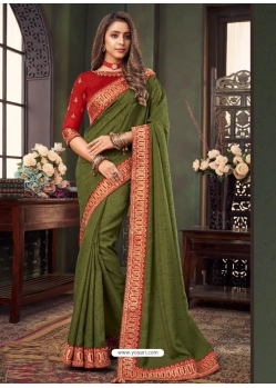 Mehendi Designer Party Wear Fancy Fabric Sari