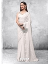 White Designer Party Wear Georgette Sari