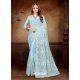 Sky Blue Designer Party Wear Net Sari