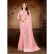 Peach Designer Party Wear Net Sari